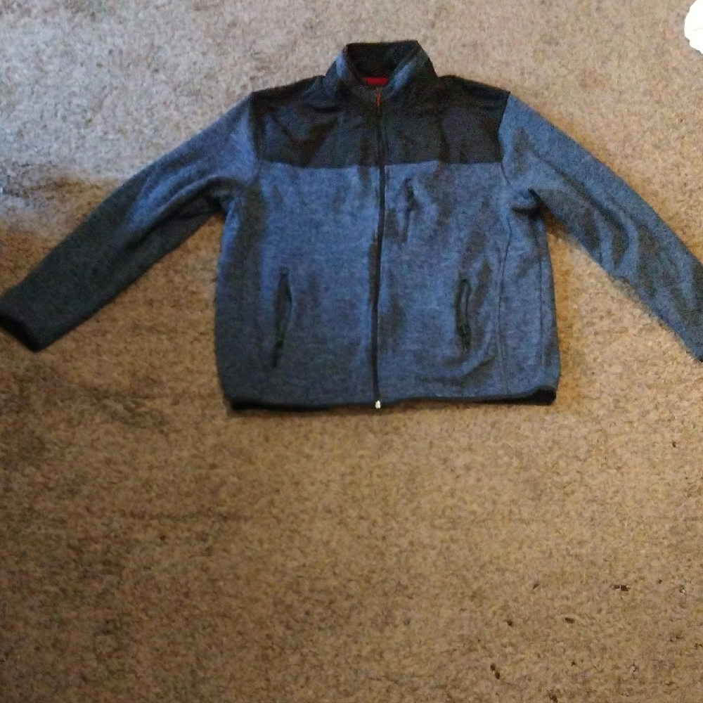 Men's Blue and Black Zip-Up Jacket
